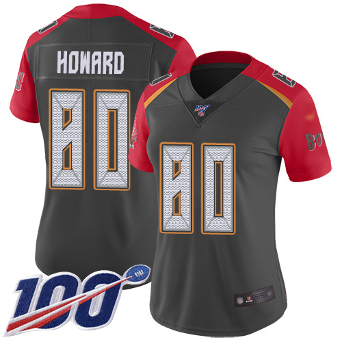 Tampa Bay Buccaneers #80 O. J. Howard Gray Women's Stitched Limited Inverted Legend 100th Season Jersey Womens cheap jerseys for sale - CheapJerseys.Shop