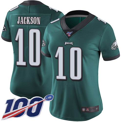 Philadelphia Eagles #10 DeSean Jackson Midnight Green Team Color Women's Stitched 100th Season Vapor Limited Jersey Womens cheap jerseys for sale - CheapJerseys.Shop