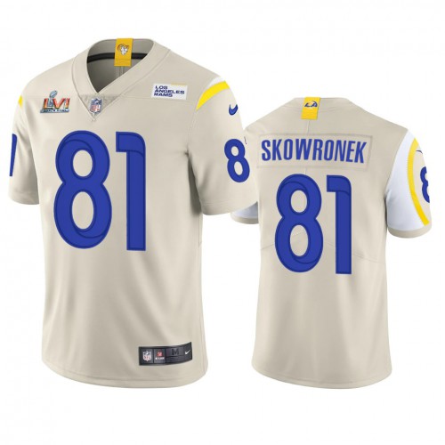 Los Angeles Los Angeles Rams #81 Ben Skowronek Men's Super Bowl LVI Patch Vapor Limited Jersey - Bone Men's cheap jerseys for sale - CheapJerseys.Shop