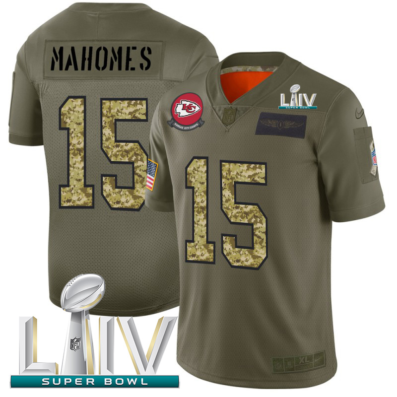 Kansas City Chiefs #15 Patrick Mahomes Men's 2019 Olive Camo Super Bowl LIV 2020 Salute To Service Limited Jersey cheap jerseys for sale - CheapJerseys.Shop