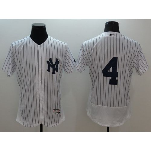 New York Yankees #4 Lou Gehrig White Strip Flexbase Authentic Collection Stitched Jersey Men's cheap jerseys for sale - CheapJerseys.Shop