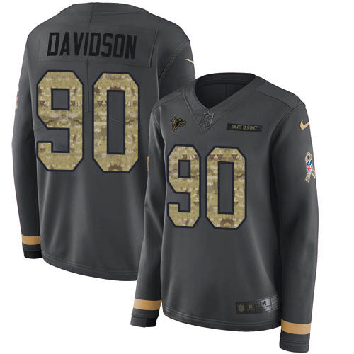 Atlanta Falcons #90 Marlon Davidson Anthracite Salute to Service Women's Stitched Limited Therma Long Sleeve Jersey Womens cheap jerseys for sale - CheapJerseys.Shop