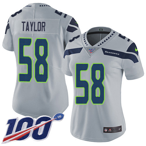 Seattle Seahawks #58 Darrell Taylor Grey Alternate Women's Stitched 100th Season Vapor Untouchable Limited Jersey Womens cheap jerseys for sale - CheapJerseys.Shop