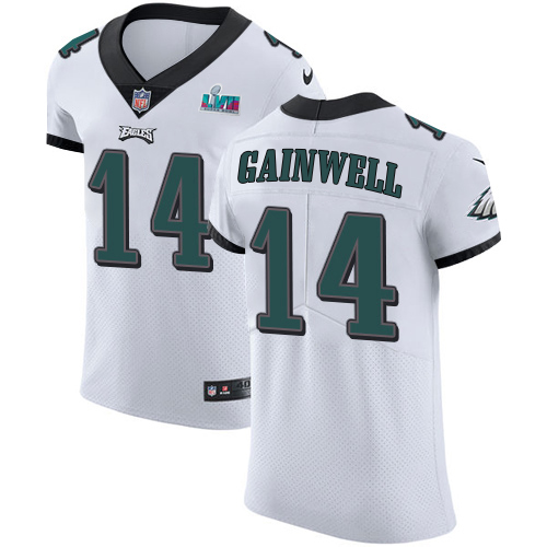Eagles #14 Kenneth Gainwell White Super Bowl LVII Patch Men's Stitched New Elite Jersey cheap jerseys for sale - CheapJerseys.Shop