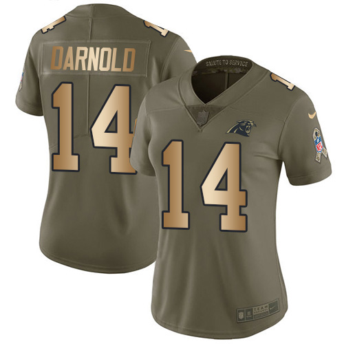 Panthers #14 Sam Darnold Olive/Gold Women's Stitched Limited 2017 Salute To Service Jersey cheap jerseys for sale - CheapJerseys.Shop