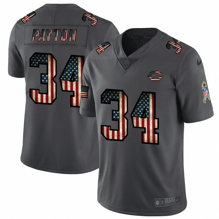 Bears #34 Walter Payton 2018 Salute To Service Retro USA Flag Limited Jersey cheap jerseys for sale - CheapJerseys.Shop