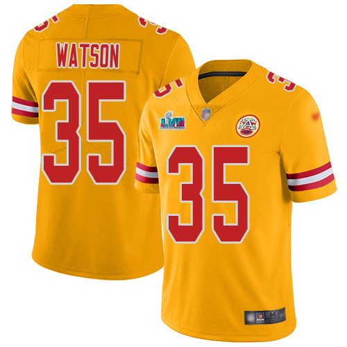 Chiefs #35 Jaylen Watson Gold Super Bowl LVII Patch Youth Stitched Limited Inverted Legend Jersey cheap jerseys for sale - CheapJerseys.Shop