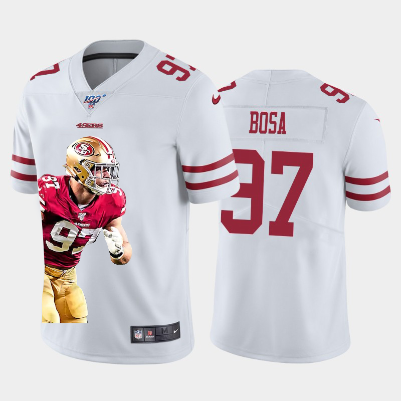 San Francisco 49ers #97 Nick Bosa Team Hero 2 Vapor Limited 100 Jersey White cheap jerseys for sale - CheapJerseys.Shop