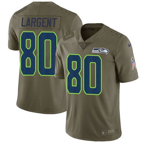 Seahawks #80 Steve Largent Olive Men's Stitched Limited 2017 Salute To Service Jersey cheap jerseys for sale - CheapJerseys.Shop