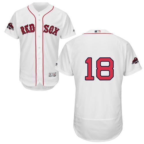 Boston Red Sox #18 Mitch Moreland White Flexbase Authentic Collection 2018 World Series Champions Stitched Jersey Men's cheap jerseys for sale - CheapJerseys.Shop