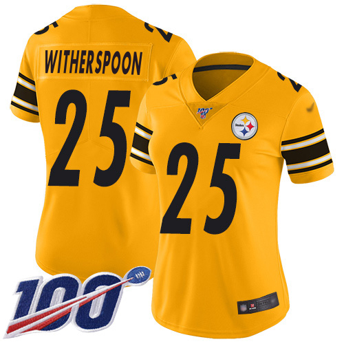 Steelers #25 Ahkello Witherspoon Gold Women's Stitched Limited Inverted Legend 100th Season Jersey cheap jerseys for sale - CheapJerseys.Shop