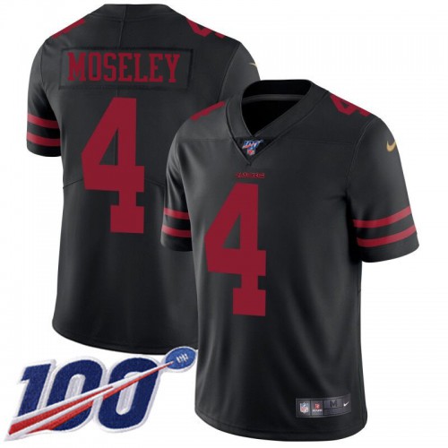 San Francisco 49ers #4 Emmanuel Moseley Black Alternate Youth Stitched 100th Season Vapor Limited Jersey Youth cheap jerseys for sale - CheapJerseys.Shop