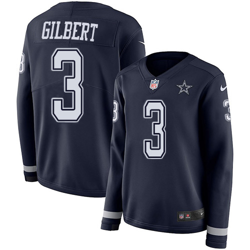 Dallas Cowboys #3 Garrett Gilbert Navy Blue Team Color Women's Stitched Limited Therma Long Sleeve Jersey Womens cheap jerseys for sale - CheapJerseys.Shop