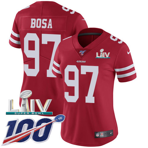 49ers #97 Nick Bosa Red Super Bowl LIV 2020 Team Color Women's Stitched 100th Season Vapor Limited Jersey cheap jerseys for sale - CheapJerseys.Shop