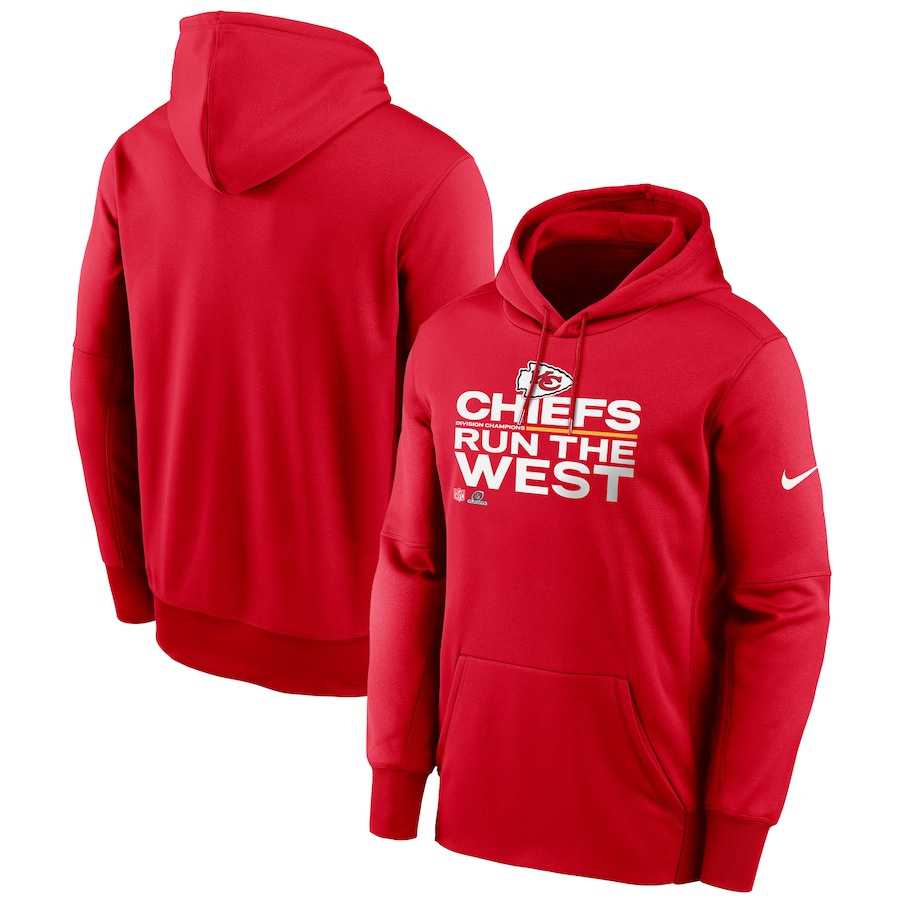 Men's Kansas City Chiefs Red 2021 AFC West Division Champions Trophy Collection Pullover Hoodie cheap jerseys for sale - CheapJerseys.Shop