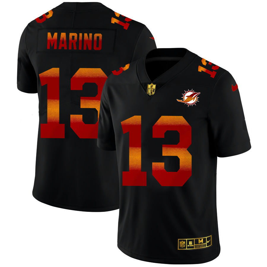 Miami Dolphins #13 Dan Marino Men's Black Red Orange Stripe Vapor Limited Jersey cheap jerseys for sale - CheapJerseys.Shop