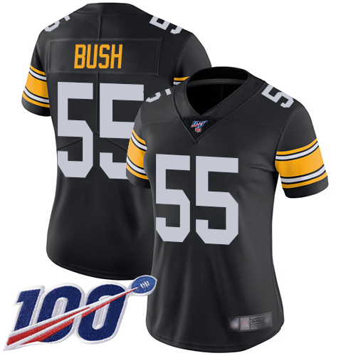 Pittsburgh Steelers #55 Devin Bush Black Alternate Women's Stitched 100th Season Vapor Limited Jersey Womens cheap jerseys for sale - CheapJerseys.Shop