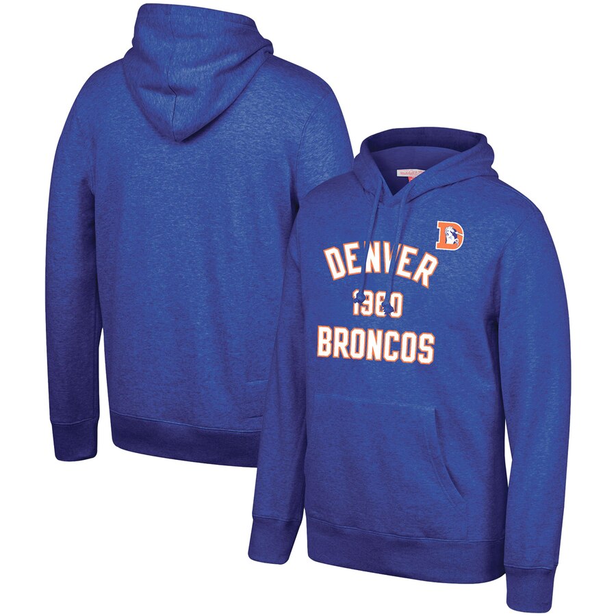 Denver Broncos Mitchell & Ness Team History Pullover Hoodie Blue cheap jerseys for sale - CheapJerseys.Shop