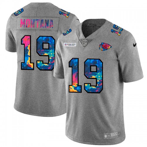 Kansas City Kansas City Chiefs #19 Joe Montana Men's Multi-Color 2020 Crucial Catch Jersey Greyheather Men's cheap jerseys for sale - CheapJerseys.Shop