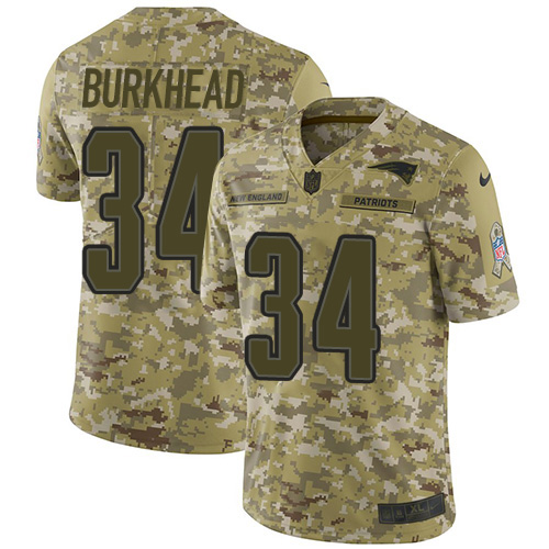 New England Patriots #34 Rex Burkhead Camo Men's Stitched Limited 2018 Salute To Service Jersey Men's cheap jerseys for sale - CheapJerseys.Shop