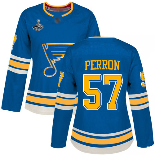 St. Louis Blues #57 David Perron Blue Alternate Authentic Stanley Cup Champions Women's Stitched Jersey Womens cheap jerseys for sale - CheapJerseys.Shop