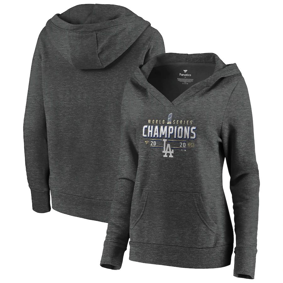 Los Angeles Dodgers Women's 2020 World Series Champions Locker Room Pullover Hoodie Heather Charcoal cheap jerseys for sale - CheapJerseys.Shop