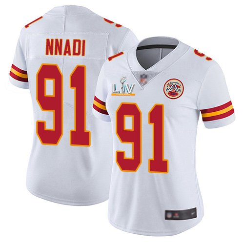 Kansas City Chiefs #91 Derrick Nnadi White Women's Super Bowl LV Bound Stitched Vapor Untouchable Limited Jersey Womens cheap jerseys for sale - CheapJerseys.Shop