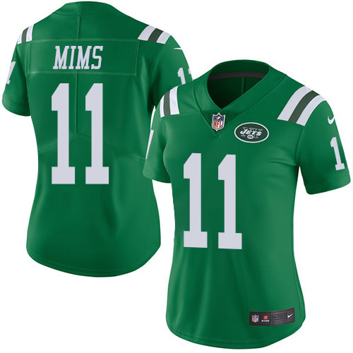 New York Jets #11 Denzel Mim Green Women's Stitched Limited Rush Jersey Womens cheap jerseys for sale - CheapJerseys.Shop