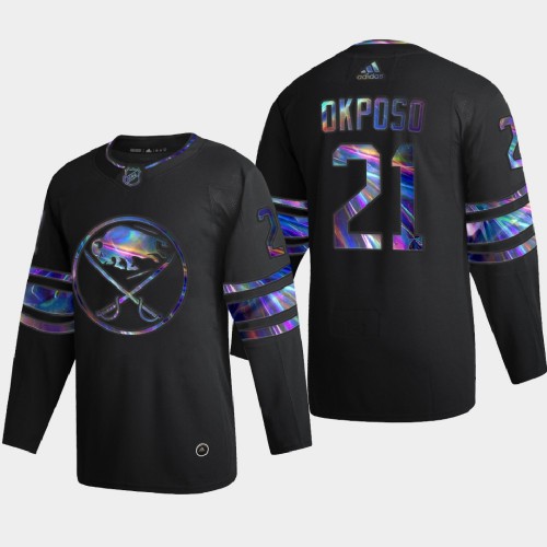 Buffalo Buffalo Sabres #21 Kyle Okposo Men's Iridescent Holographic Collection Jersey - Black Men's cheap jerseys for sale - CheapJerseys.Shop