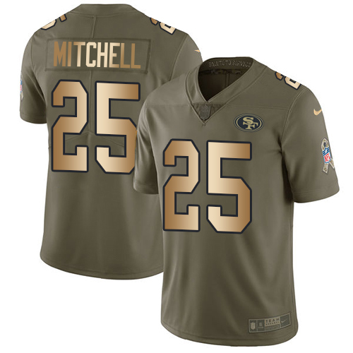 49ers #25 Elijah Mitchell Olive/Gold Youth Stitched Limited 2017 Salute To Service Jersey cheap jerseys for sale - CheapJerseys.Shop