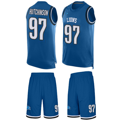 Lions #97 Aidan Hutchinson Blue Team Color Men's Stitched Limited Tank Top Suit Jersey cheap jerseys for sale - CheapJerseys.Shop