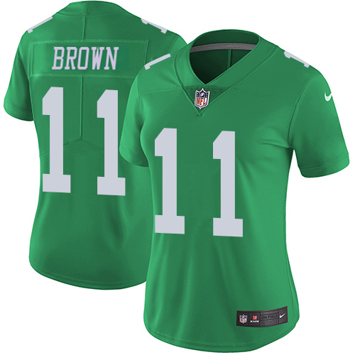 Eagles #11 A.J. Brown Green Women's Stitched Limited Rush Jersey cheap jerseys for sale - CheapJerseys.Shop