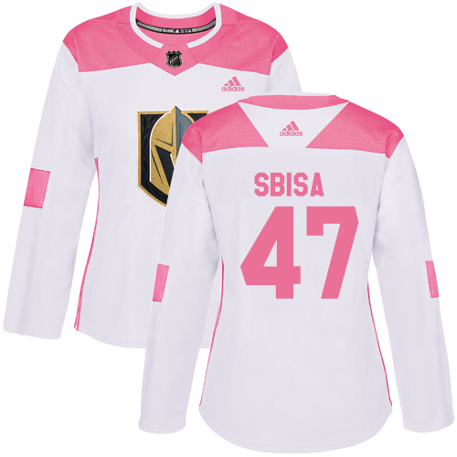 Golden Vegas Golden Knights #47 Luca Sbisa White/Pink Authentic Fashion Women's Stitched Jersey Womens cheap jerseys for sale - CheapJerseys.Shop
