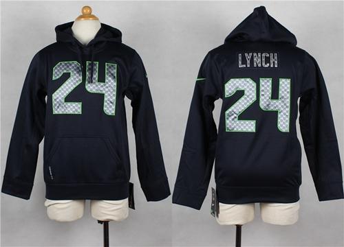 Seahawks #24 Marshawn Lynch Steel Blue Youth Player Hoodie cheap jerseys for sale - CheapJerseys.Shop