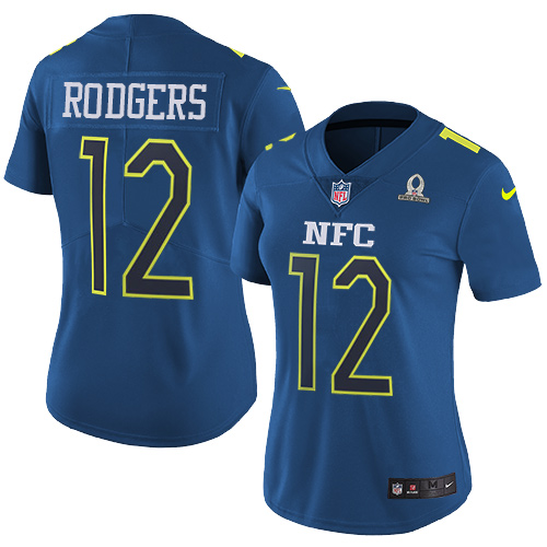 Packers #12 Aaron Rodgers Navy Women's Stitched Limited NFC 2017 Pro Bowl Jersey cheap jerseys for sale - CheapJerseys.Shop