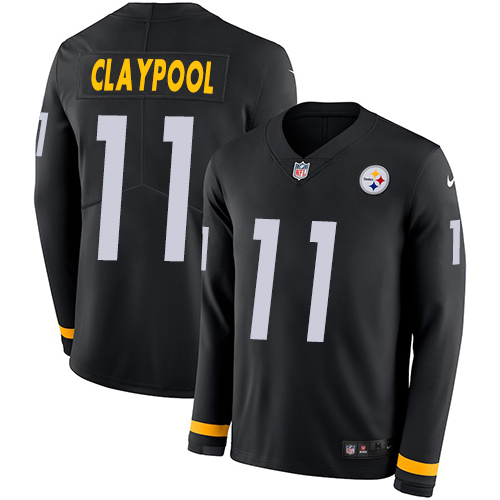 Pittsburgh Steelers #11 Chase Claypool Black Team Color Youth Stitched Limited Therma Long Sleeve Jersey Youth cheap jerseys for sale - CheapJerseys.Shop