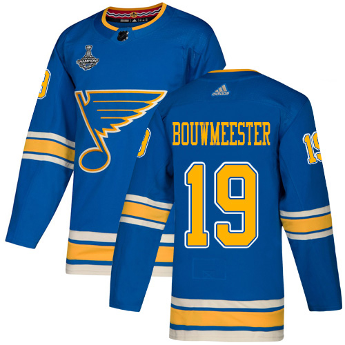 St. Louis Blues #19 Jay Bouwmeester Blue Alternate Authentic 2019 Stanley Cup Champions Stitched Jersey Men's cheap jerseys for sale - CheapJerseys.Shop