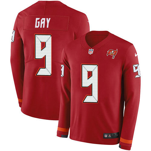 Tampa Bay Buccaneers #9 Matt Gay Red Team Color Men's Stitched Limited Therma Long Sleeve Jersey Men's cheap jerseys for sale - CheapJerseys.Shop