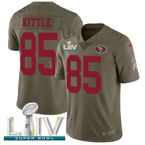 49ers #85 George Kittle Olive Super Bowl LIV 2020 Youth Stitched Limited 2017 Salute To Service Jersey cheap jerseys for sale - CheapJerseys.Shop