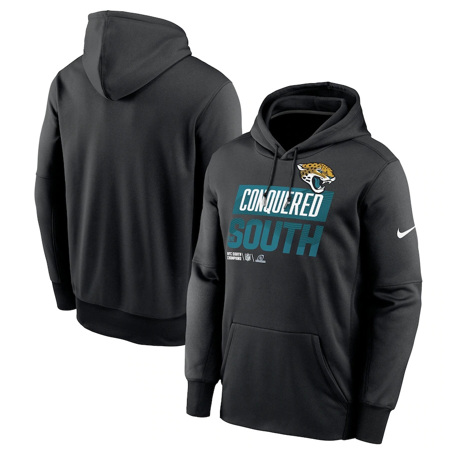 Jacksonville Jaguars Men's Black 2022 AFC South Division Champions Locker Room Trophy Collection Pullover Hoodie cheap jerseys for sale - CheapJerseys.Shop