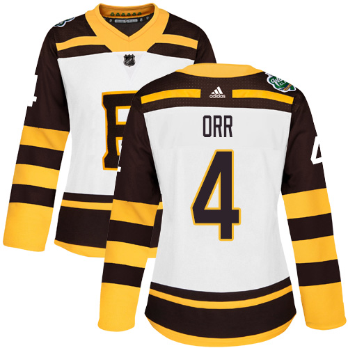 Boston Bruins #4 Bobby Orr White Authentic 2019 Winter Classic Women's Stitched Jersey Womens cheap jerseys for sale - CheapJerseys.Shop