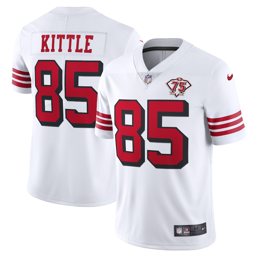 49ers #85 George Kittle White Rush Youth 75th Anniversary Stitched Vapor Untouchable Limited Jersey cheap jerseys for sale - CheapJerseys.Shop