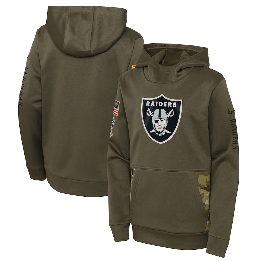 Las Vegas Raiders Youth 2022 Salute To Service Performance Pullover Hoodie - Olive cheap jerseys for sale - CheapJerseys.Shop