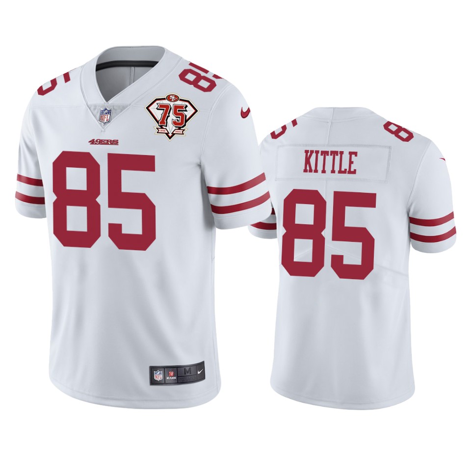 49ers #85 George Kittle White Youth 75th Anniversary Stitched Vapor Untouchable Limited Jersey cheap jerseys for sale - CheapJerseys.Shop