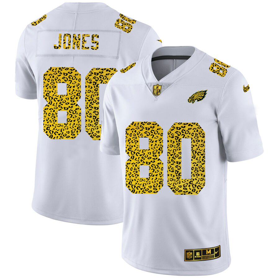 Philadelphia Eagles #80 Julio Jones Men's Flocked Leopard Print Vapor Limited Jersey White cheap jerseys for sale - CheapJerseys.Shop