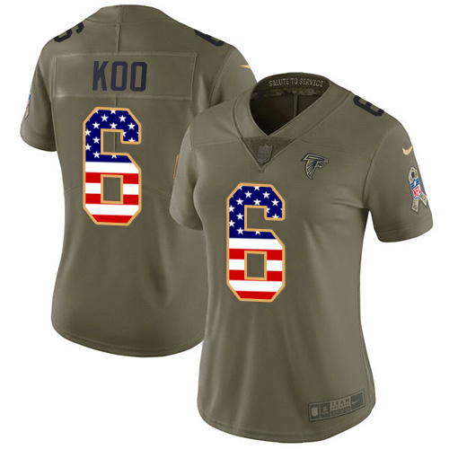 Falcons #6 Younghoe Koo Olive/USA Flag Stitched Women's Limited 2017 Salute To Service Jersey cheap jerseys for sale - CheapJerseys.Shop