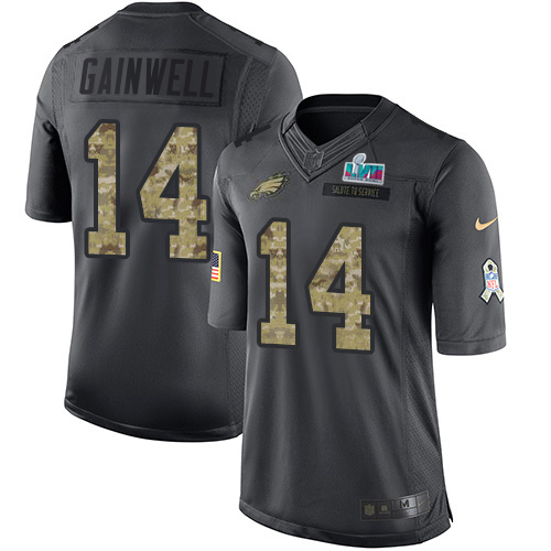 Eagles #14 Kenneth Gainwell Black Super Bowl LVII Patch Men's Stitched Limited 2016 Salute To Service Jersey cheap jerseys for sale - CheapJerseys.Shop