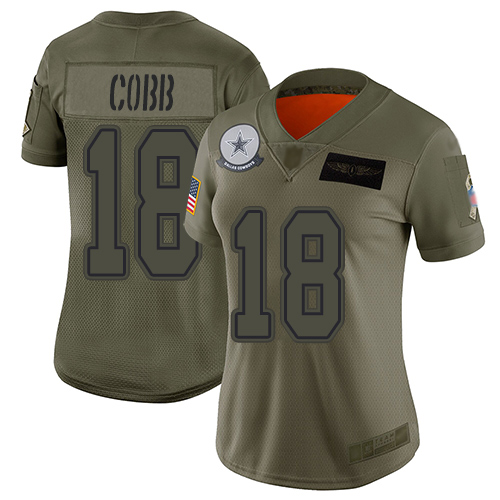 Dallas Cowboys #18 Randall Cobb Camo Women's Stitched Limited 2019 Salute to Service Jersey Womens cheap jerseys for sale - CheapJerseys.Shop