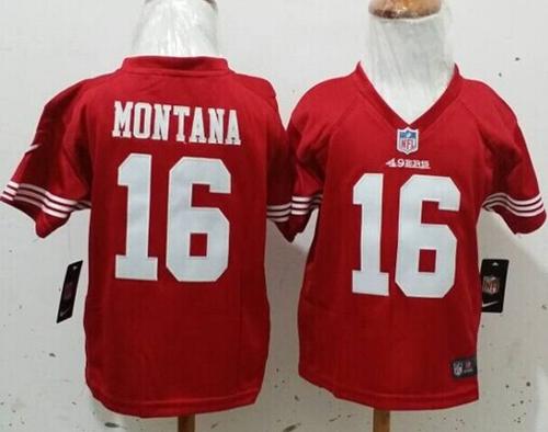 Toddler 49ers #16 Joe Montana Red Team Color Stitched Elite Jersey cheap jerseys for sale - CheapJerseys.Shop