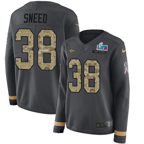 Chiefs #38 L'Jarius Sneed Anthracite Salute To Service Super Bowl LVII Patch Women's Stitched Limited Therma Long Sleeve Jersey cheap jerseys for sale - CheapJerseys.Shop